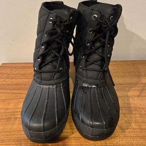 Sperry Black Water Proof Quilt Nylon Duck Boots Size 6